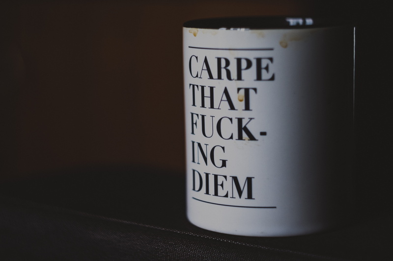 copy space, single object, dark, drink, carpe diem, no people, non-alcoholic beverage, carpe, text, black background, 5K, food, studio shot, coffee - drink