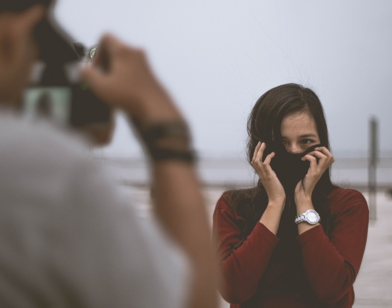 young women, photographing, focus, red, shirt, headshot, person, taking, mobile phone, indonesia, sleeved, sweater, lady, photography themes, adult, camera