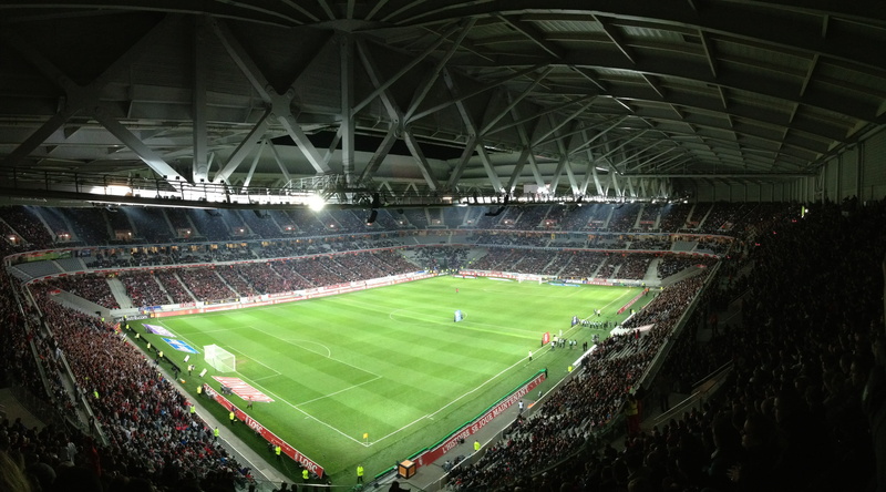 ceiling, competition, people, group of people, sports team, nature, match - sport, lawn, football, watching, crowd, game, 4K, soccer, playing field, high angle view