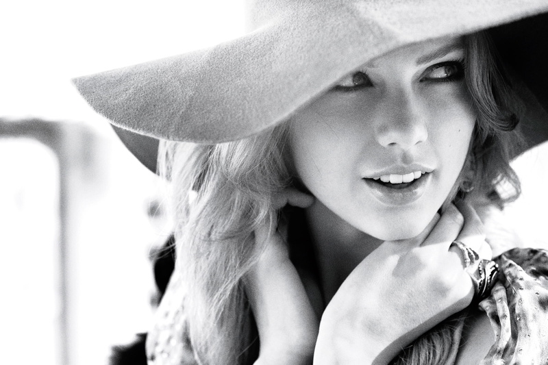 Taylor Swift, photo, Regan Cameron, hat, face, 1080P, singer, InStyle, black and white