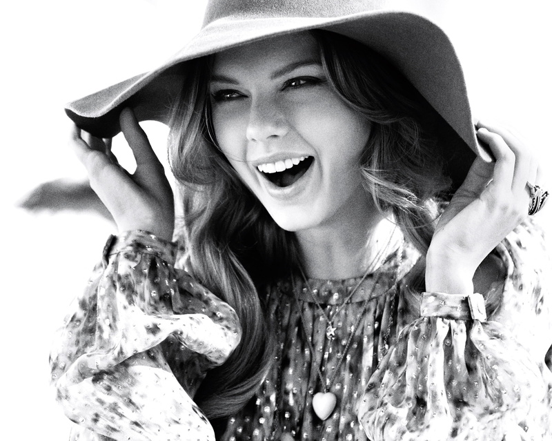 dress, photo, InStyle, 1080P, singer, black and white, Regan Cameron, mood, Taylor Swift, journal, hat, joy