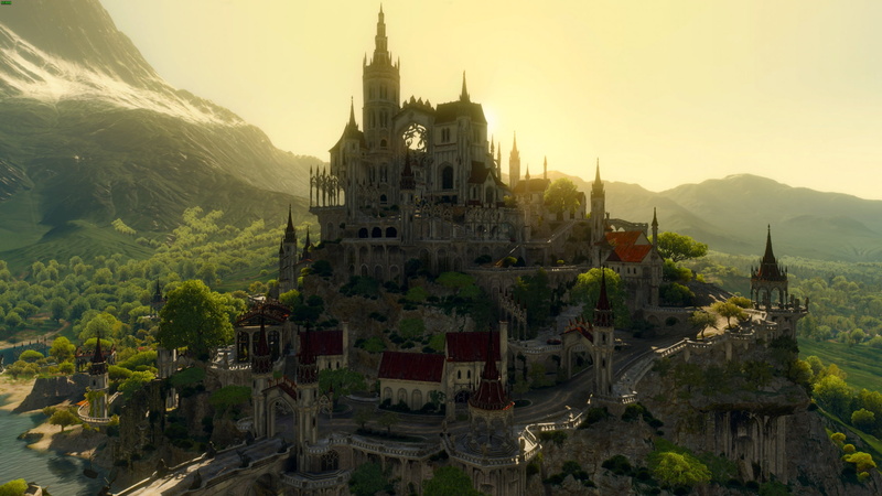 White Mountains, The Witcher 3: Wild Hunt - Blood and Wine, 1080P, CD Projekt RED, The Witcher, The Witcher 3: Wild Hunt, landscape, sunrise, screen shot