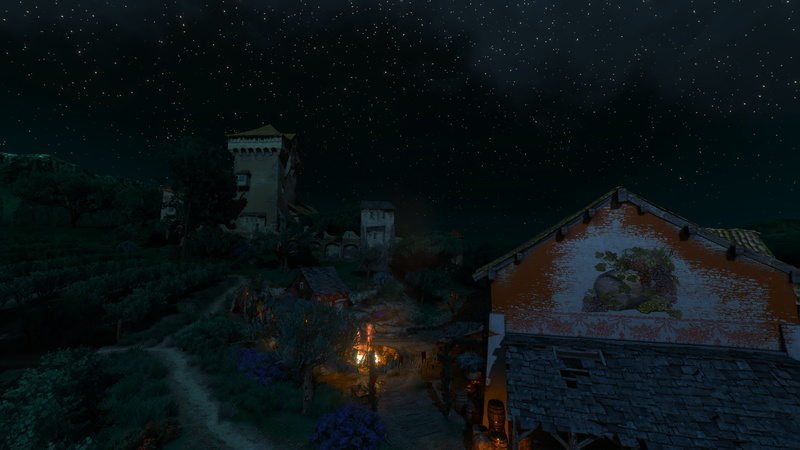 night, 4K, Toussaint, the witcher 3 wild hunt, vineyard, stars