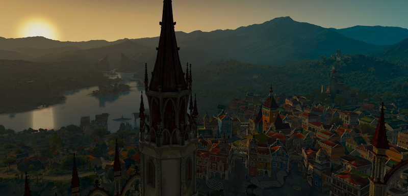 sunset, 2K, France, lake, The Witcher 3: Blood and Wine, home, tower, Bokler