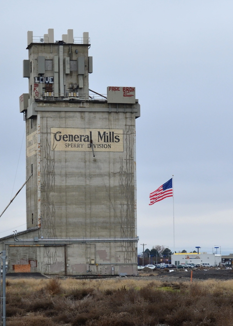 industry, grain, sperry division, city, general mills, western script, silo, built structure, receiver, equipment, phone, outdoors, day, Agriculture, nature