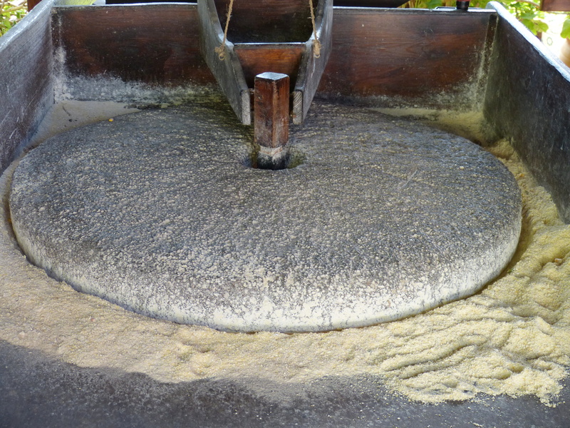 no people, flour, day, close-up, industry, preparation, disc, food, millstone, high angle view, Grind, factory, water, agriculture, nature, solid, mill
