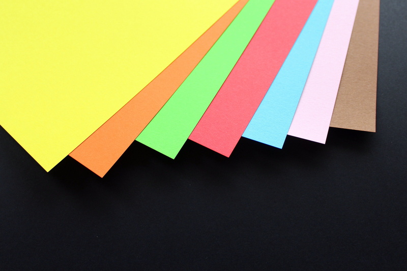 variation, close-up, copy space, office, no people, colored, multi colored, rainbow colors, large group of objects, black background, adhesive note, paper