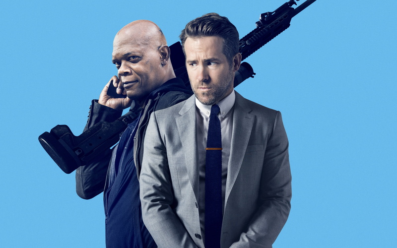 blue background, Hitmans, well-dressed, Bodyguard, standing, waist up, The, people, two people, business, front view, business person, mid adult men, men