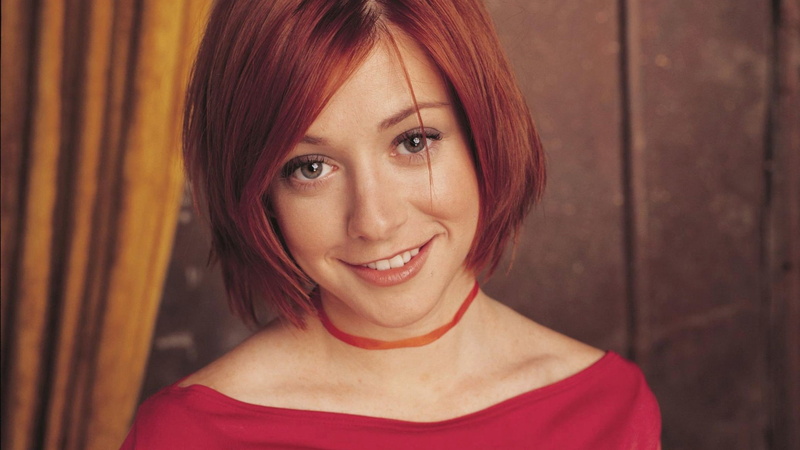 1080P, smile, red, actress, Alyson Hannigan, red hair