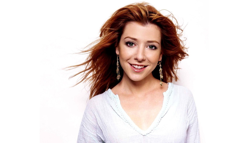 Redhead, Green Eyes, Earrings, Actresses, American, 720P, Smile, Face, Alyson Hannigan, Actress