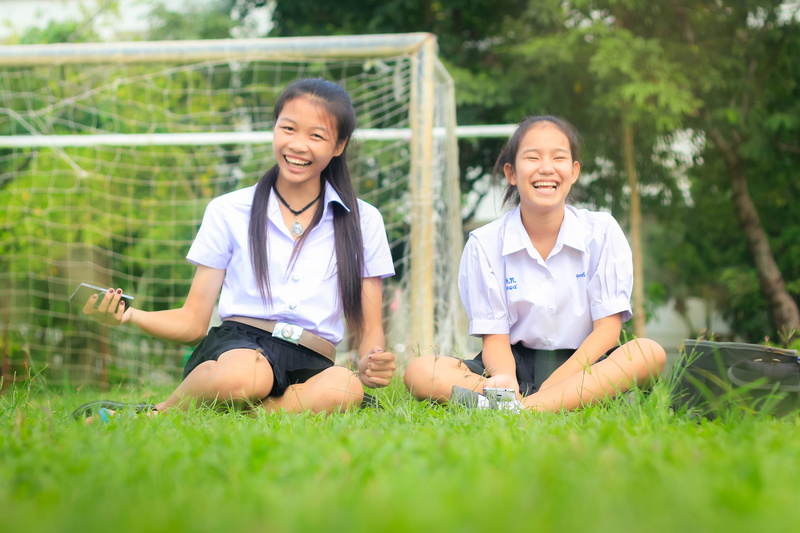 green color, park - Man Made Space, care, emotion, people, grass, plant, sitting, togetherness, friendship, 4K, healthcare worker, child, face, outdoors