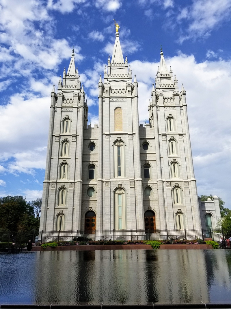 water, mormon, tourism, religion, nature, low angle view, day, outdoors, architecture, belief, building exterior, place of worship, spire, building, travel