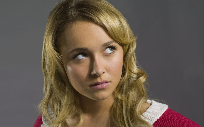 hair, Claire Bennet, gray, gray background, front view, Hayden Panettiere, one person, black background, Heroes, headshot, teenager, hairstyle, studio shot