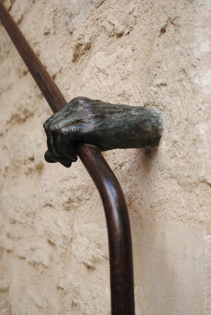 day, security, hand, old, connection, wall - building feature, no people, weathered, wall, art, faucet, safety, iron - metal, handrail, 4K, metal, hook