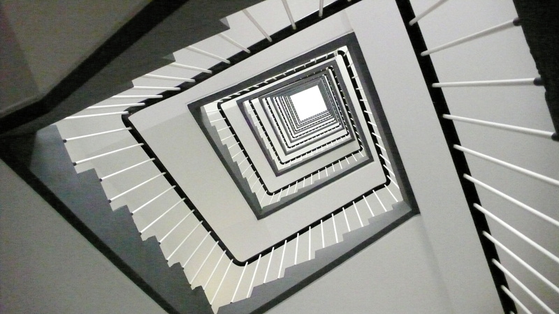 stairs, repetition, gradually architecture, high, built structure, spiral staircase, building, 4K, diminishing perspective, pattern, treppengeländer, no people