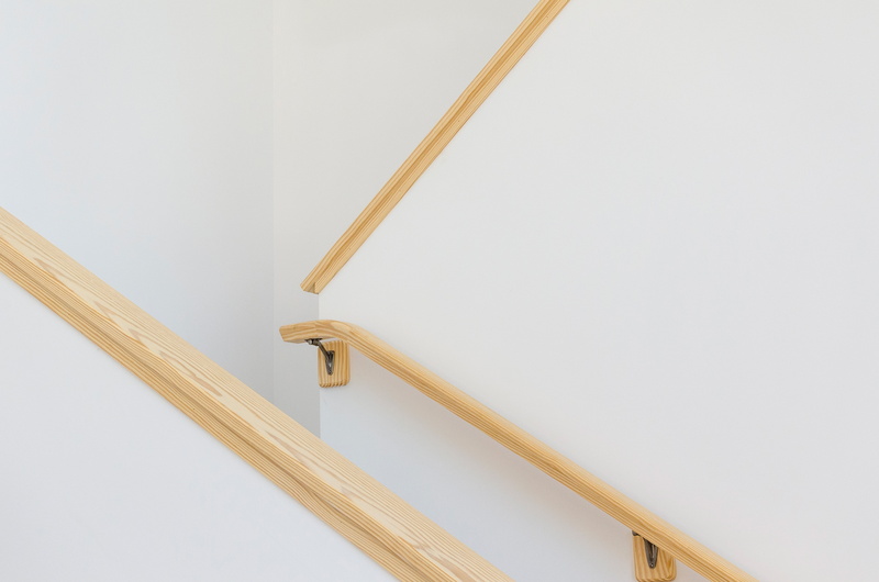 no people, railing, indoors, home, work tool, ceiling, close-up, 4K, white background, wooden, built structure, copy space, wall - building feature, studio shot