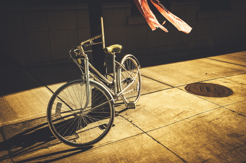 vignette, transit, gray, spoke, wall - building feature, city, cement, no people, desktop, street, shadow, ride, sidewalk, bike, architecture
