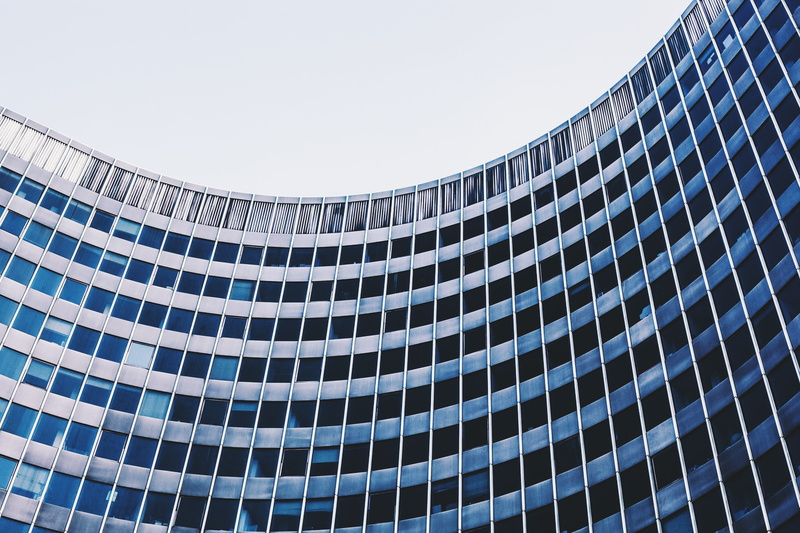 low angle view, outdoors, nature, black, shape, blue, sky, photography, close, low, 2K, pattern, building, abstract, angle, architecture, curve, office building exterior