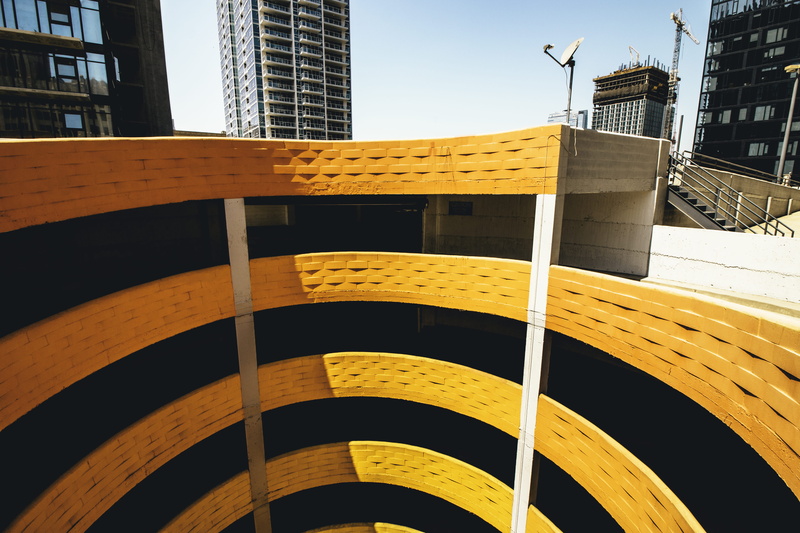 wood, sunlight, nature, tower, railing, 5K, low angle view, urban, pattern, los angeles, sky, united states, colorful, no people, outdoors, top, view