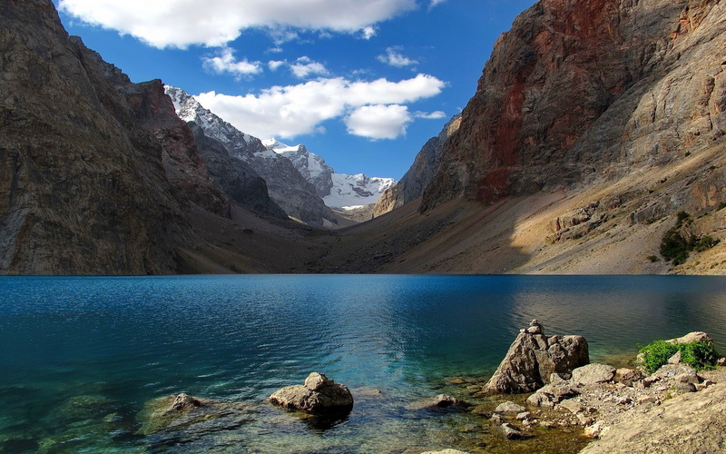 formation, mountain range, beauty in nature, water, tranquility, tranquil scene, idyllic, 1080P, non-urban scene, sky, turquoise colored, eroded, nature