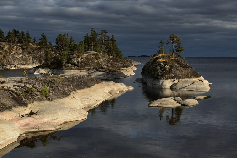 Ladoga, trees, Lake Ladoga, landscape, nature, 1080P, Skerries, Maxim Evdokimov, ate, stones