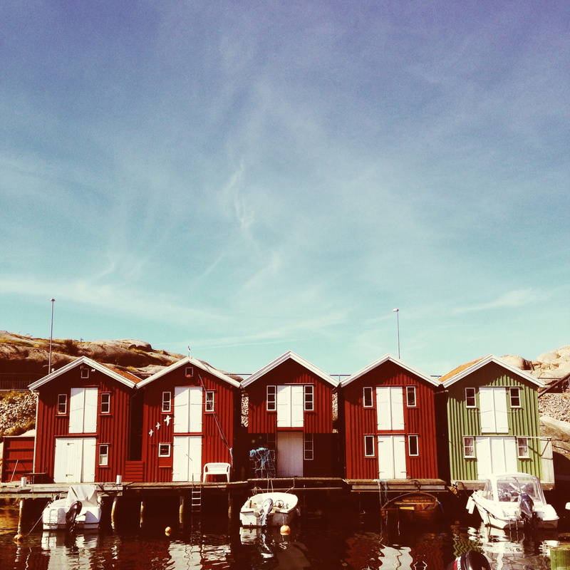 sky, nature, fishing village, day, building, smögen, town, turquoise colored, transportation, outdoors, sweden, cloud - sky, no people, house, residential district