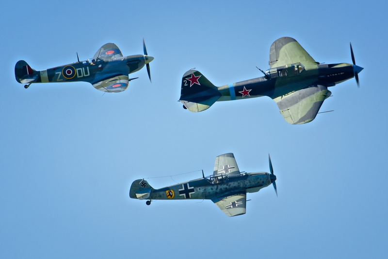 fighters, Spitfire, Messerschmitt, flight, IL-2 Sturmovik, 1080P