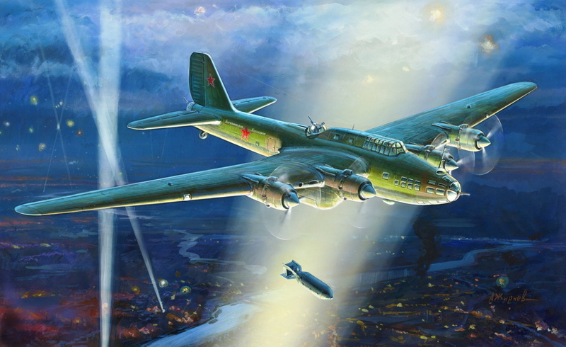 THE SOVIET AIR FORCE, figure, heavy bomber, Soviet, TB-7, 1080P, Zhirnov