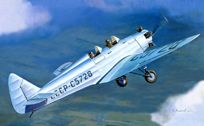 prewar, 4K, training, USSR, the plane, artist, UT-2, A. S. Yakovlev, Soviet, single-engine, A. Zhirnov., periods, designer, art, 1938-1948гг., monoplane