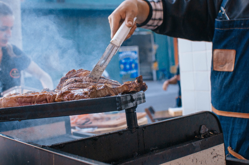 grilled, preparation, human body part, day, street food, dinner, kitchen utensil, public domain images, human hand, concession stand, focus on foreground