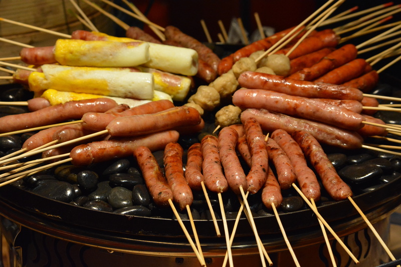 malaysia, fast food, preparation, no people, high angle view, hot dog, focus on foreground, grilled, unhealthy eating, food and drink, close-up, skewer