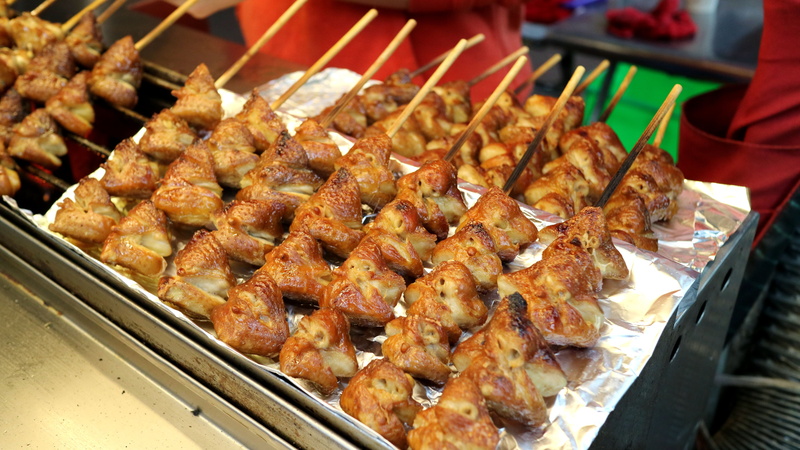 skewer, freshness, in a row, qilixiang, tray, gourmet, market, food, barbecue, asian food, traditional cuisine, no people, abundance, street food, for sale