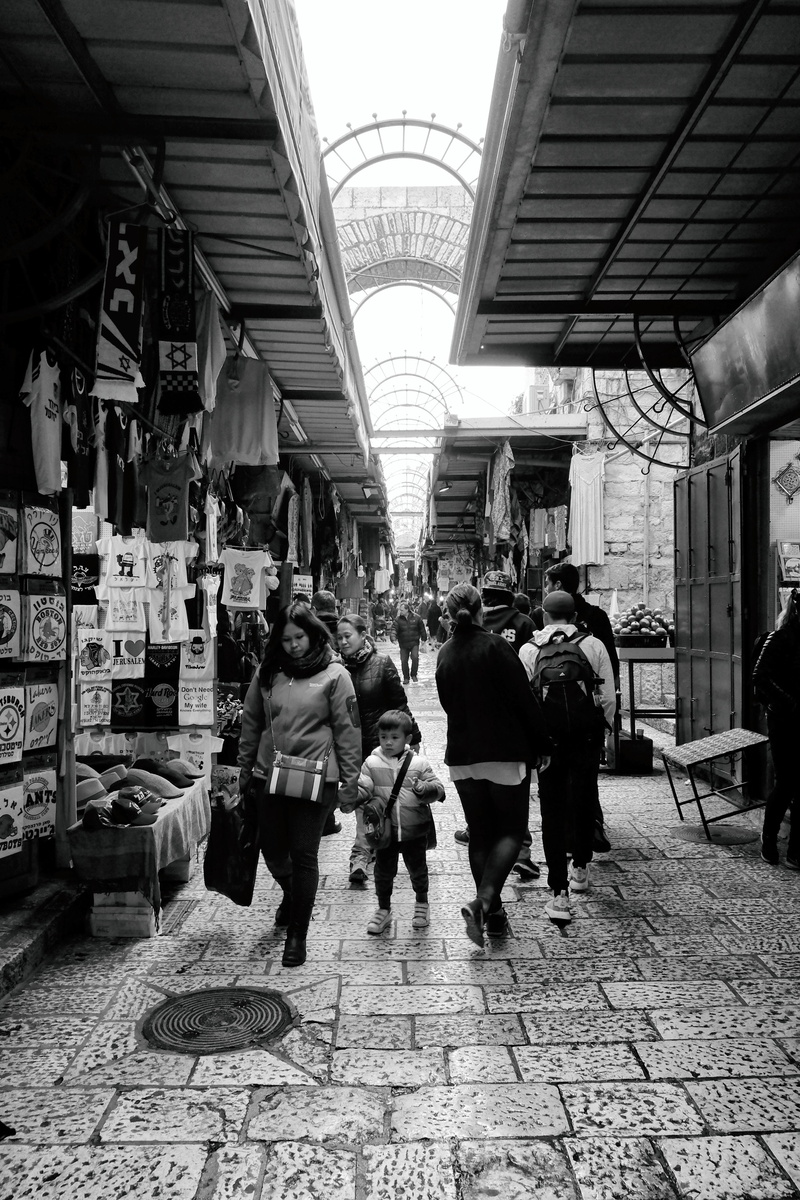 people, real people, retail, bazar, street, jerusalem, shopping, market stall, women, walking, street photography, building exterior, consumerism, built structure