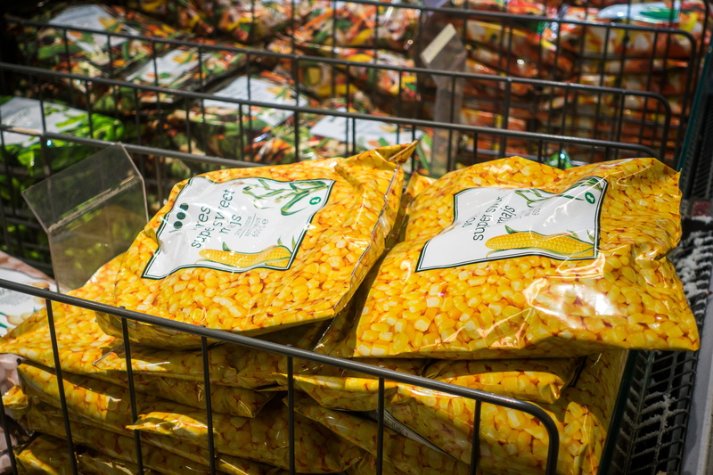 day, for sale, asia, still life, no people, close-up, corn, non-western script, yellow, freshness, large group of objects, text, food, script, container