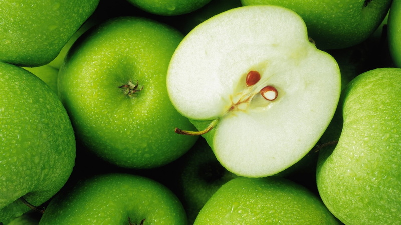 sliced, abundance, no people, still life, close-up, food, 1080P, sweet, backgrounds, apple, freshness, smith, green color, lot, healthy eating, apple - fruit