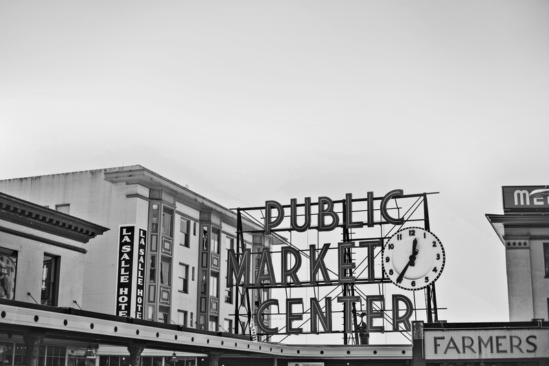 pike, seattle, nature, residential district, crowds, landscape, no people, photo, clock, western script, elliot, architecture, clear sky, pikes peak, restaurants