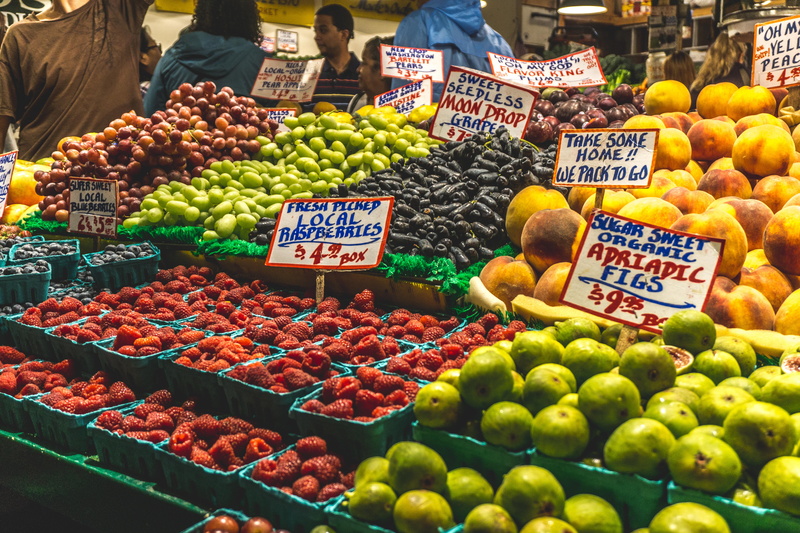 sale, food, business, wellbeing, freshness, organic, ripe, seattle, market stall, healthy eating, choice, retail, for sale, pike place market, united states