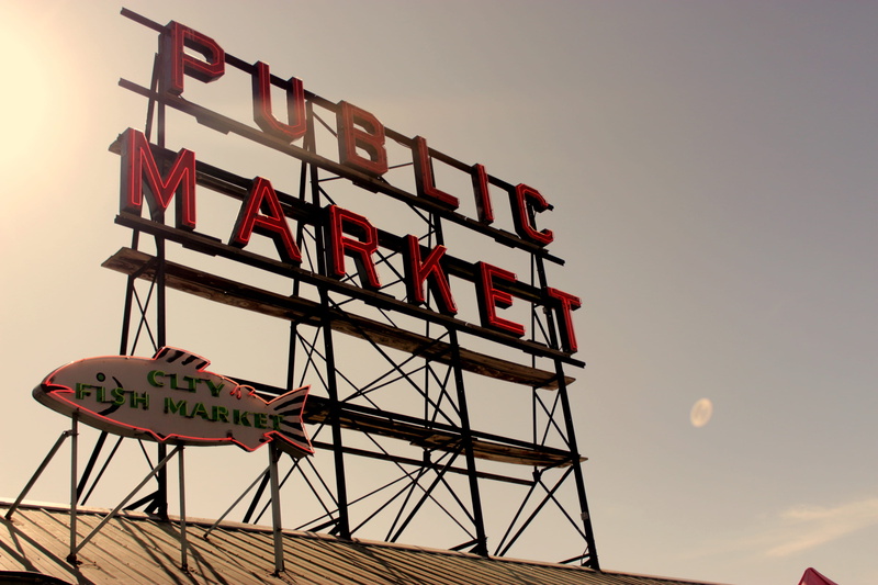 built structure, i saw the sign, illuminated, low angle view, fish, arts culture and entertainment, outdoors, no people, western script, public market