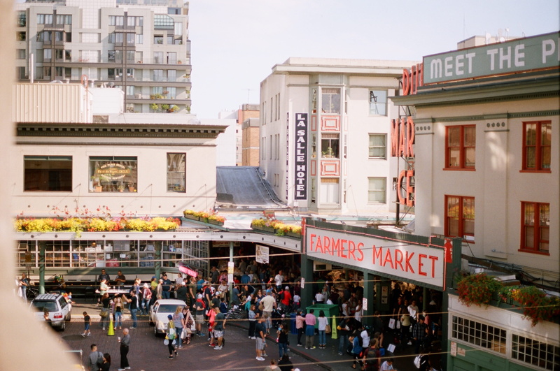 pike place market, city life, street market, city, seattle, farmers, day, western script, street, 2K, real people, women, pike place, group of people