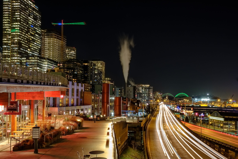 asphalt, long exposure, sky, nature, city life, usa, cars, street light, city, modern, tarmac, metropolis, nighttime, blurred motion, way, no people, slow shutter