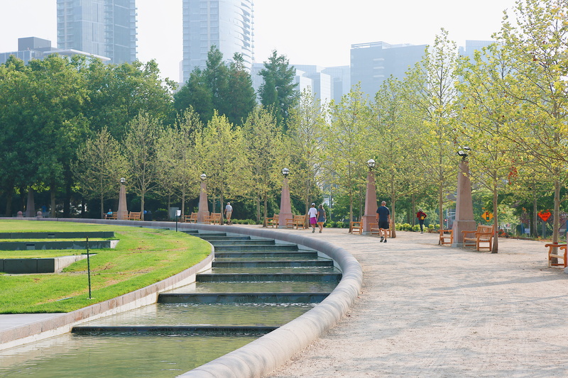 park, outdoors, trees, building exterior, lights, nature, water, office building exterior, seattle, parks, city, united states, building, plant, growth