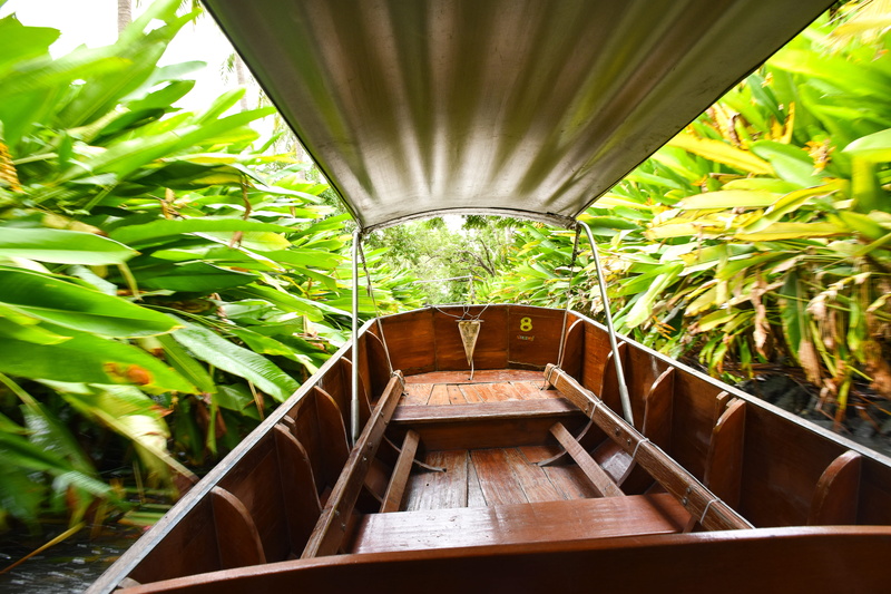 floating market, potted plant, thailand, growth, boat, outdoors, water, green color, day, modern, plant part, luxury, forest, railing, no people, metal