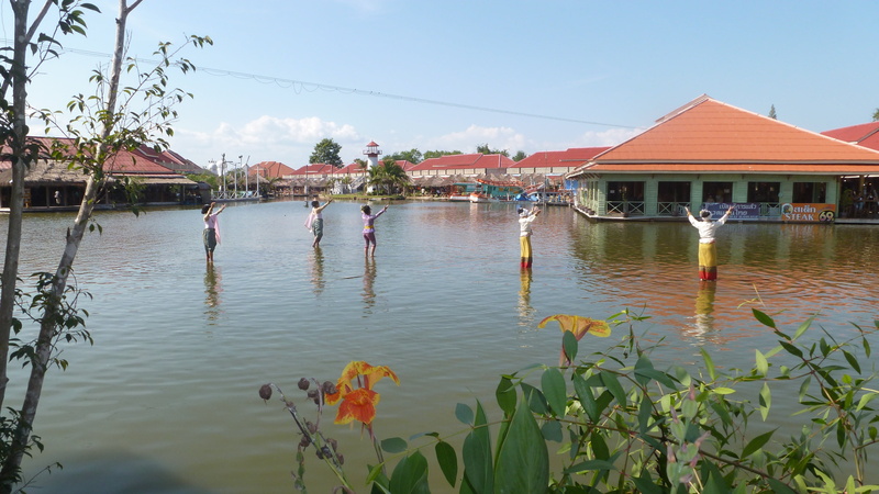 no people, flower, plant, house, water, sky, day, extreme weather, reflection, 4K, thailand, floating market, building exterior, nature, outdoors, cloud - sky
