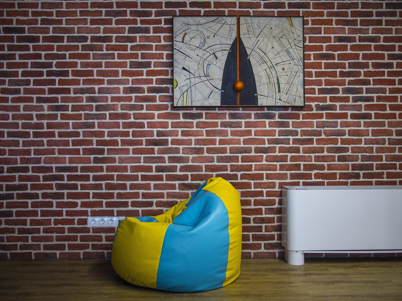colorful, wall - building feature, room, brick wall, indoor, yellow, flooring, still life, window, building exterior, co-working space, brick, color, no people
