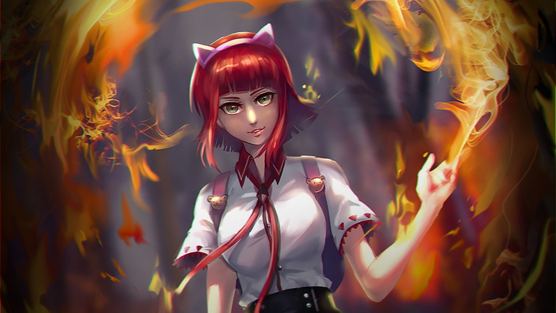Annie (League Of Legends), Fire, Video Game, 1080P, School Uniform, League Of Legends