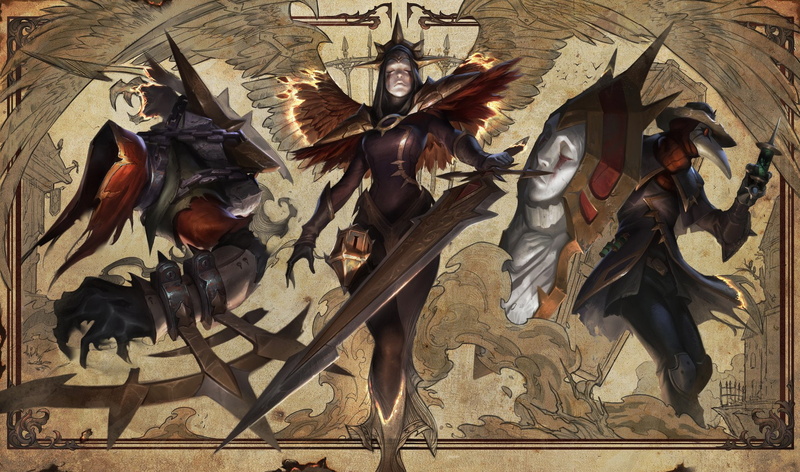Video Game, 1080P, group of animals, no people, Kayle (League Of Legends), wall - building feature, Nocturne (League of Legends), Singed (League Of Legends)