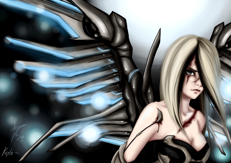 girl, league, legends, game, kayle, wings, 2K, girls, fantasy, blonde