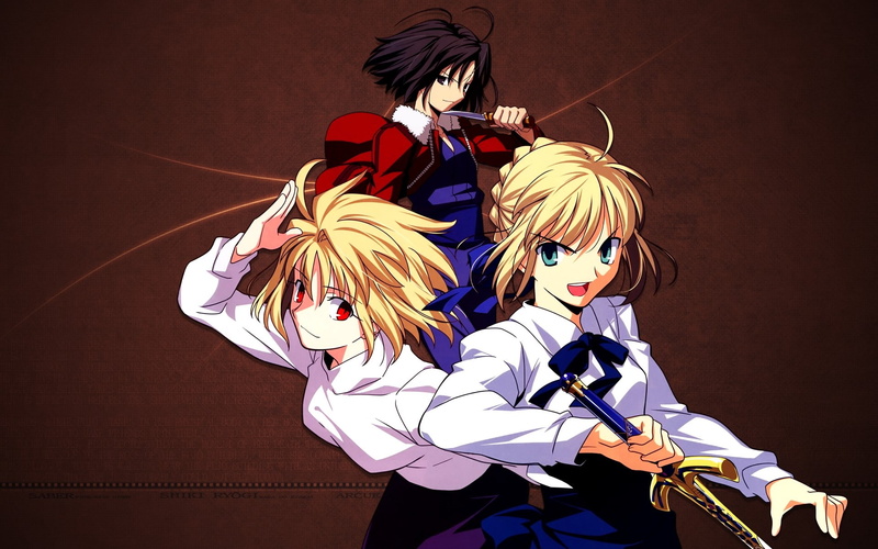 females, Fate stay night, young women, Girls, holding, Arcueid brunestud, adult, blond hair, hairstyle, Guns, indoors, performance, standing, young men