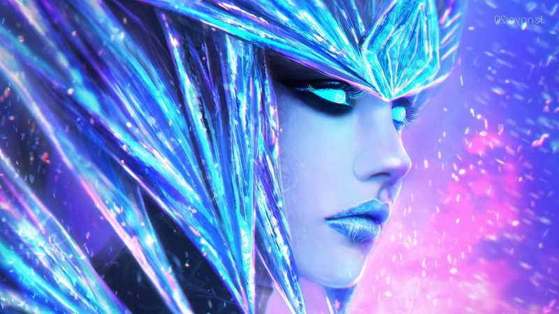 make-up, young adult, portrait, futuristic, illuminated, adult, human face, multi colored, bright, neon colored, imagination league of legends shyvana league of legends shyvana