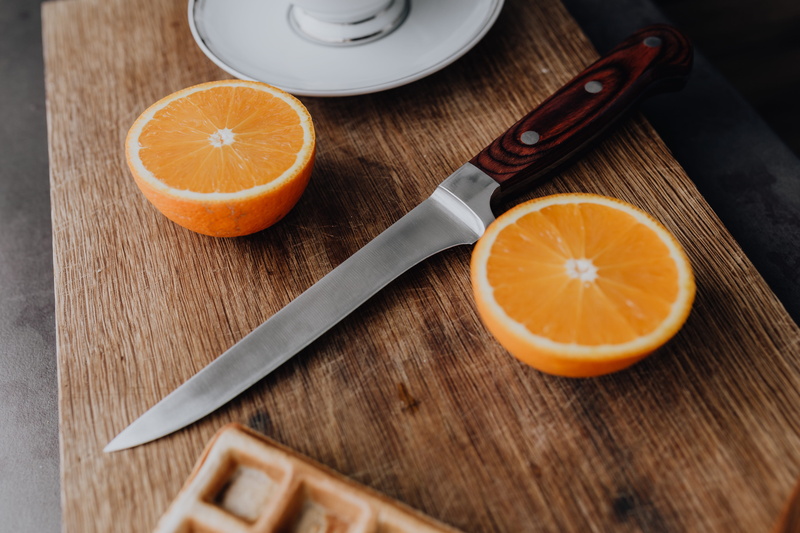 indoors, fruits, table knife, breakfast, vitamin, oranges, fresh, eating utensil, freshness, citrus fruit, orange color, drink, slice, table, healthy, orange